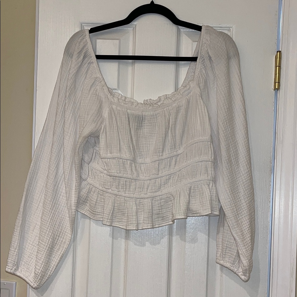 Wild Fable White Blouse with Ruffle Detail